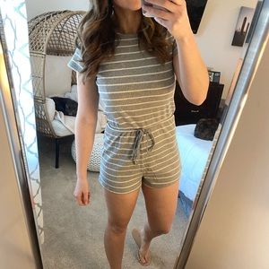 Pink Lily Striped Romper